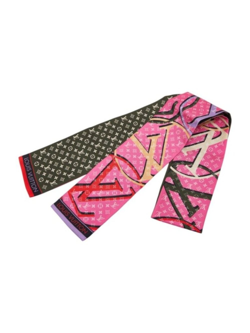 Louis Vuitton Bandeau Planet LV Scarf Narrow Pink Green
